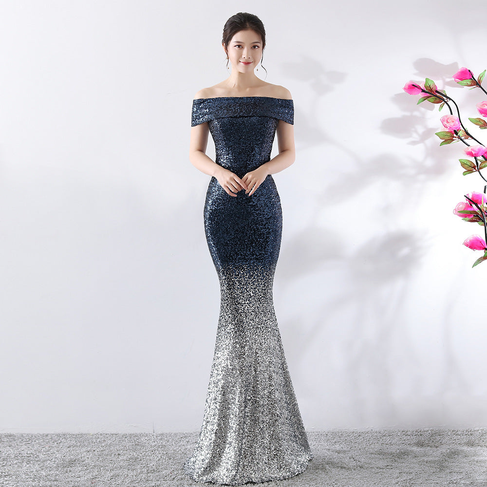 Vestido largo adelgazante de anfitriona para fiesta de cumpleaños